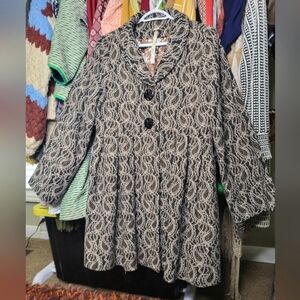 Vintage Style Tapestry Jacket Paisley Mid-Length Flare Coat